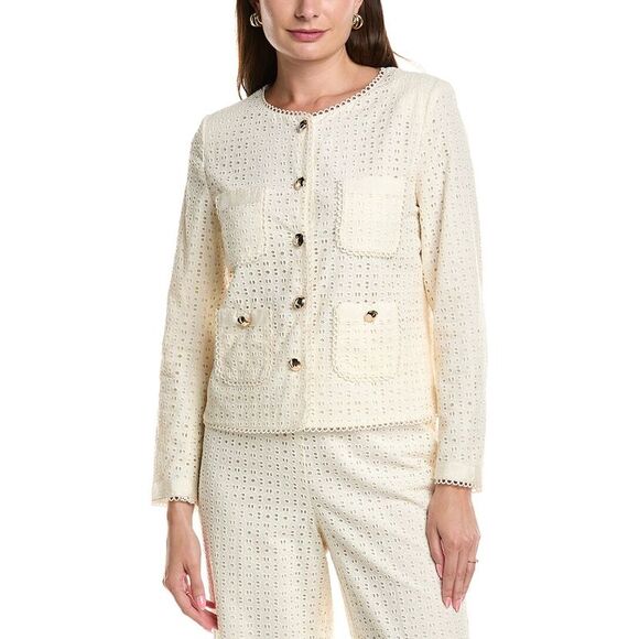 Anne Klein Womens  Embroidered Jacket, White - Picture 1 of 3